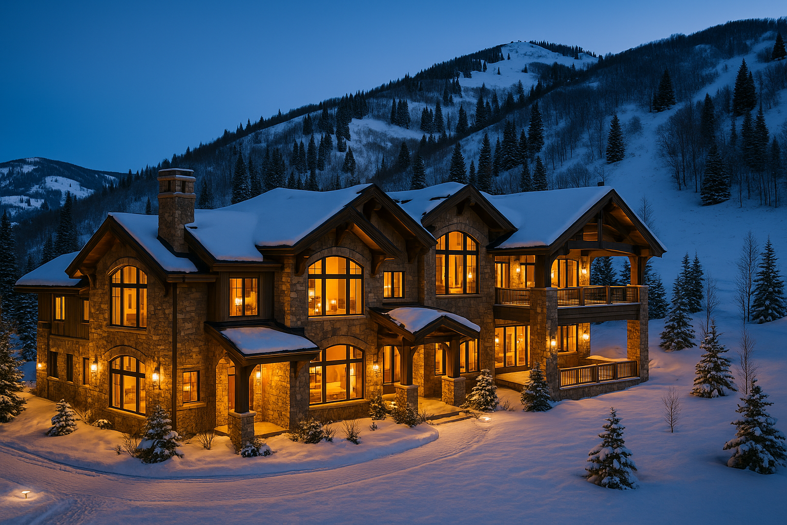 a house with lights on it